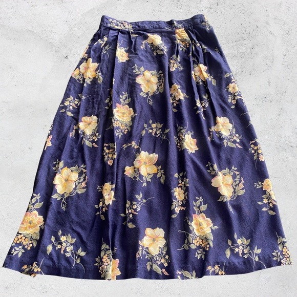Sag Harbor Dresses & Skirts - Sag Harbor Vintage 90s Skirt Medium Blue Cottagecore Floral Prairie Midi Fairy